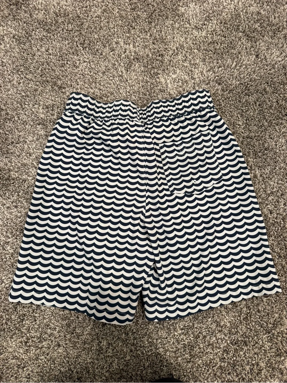 Abercrombie Kids Swim Trunks Boys Size 15/16 Blue White Wave Print Mesh Lined